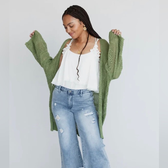 Olivia Boho Chic Knit Netted Granny Cardigan EUC - Picture 4 of 8